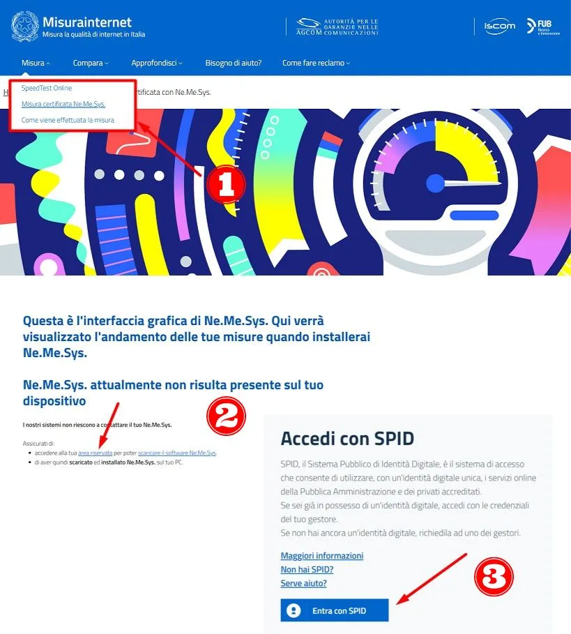 Fai il login a MisuraInternet