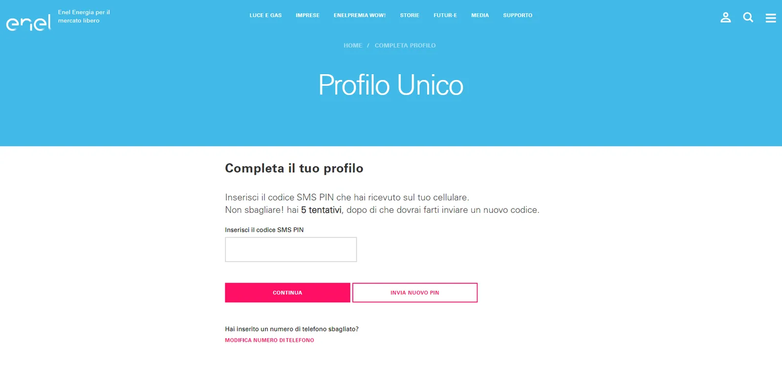 immetti il codice PIN
