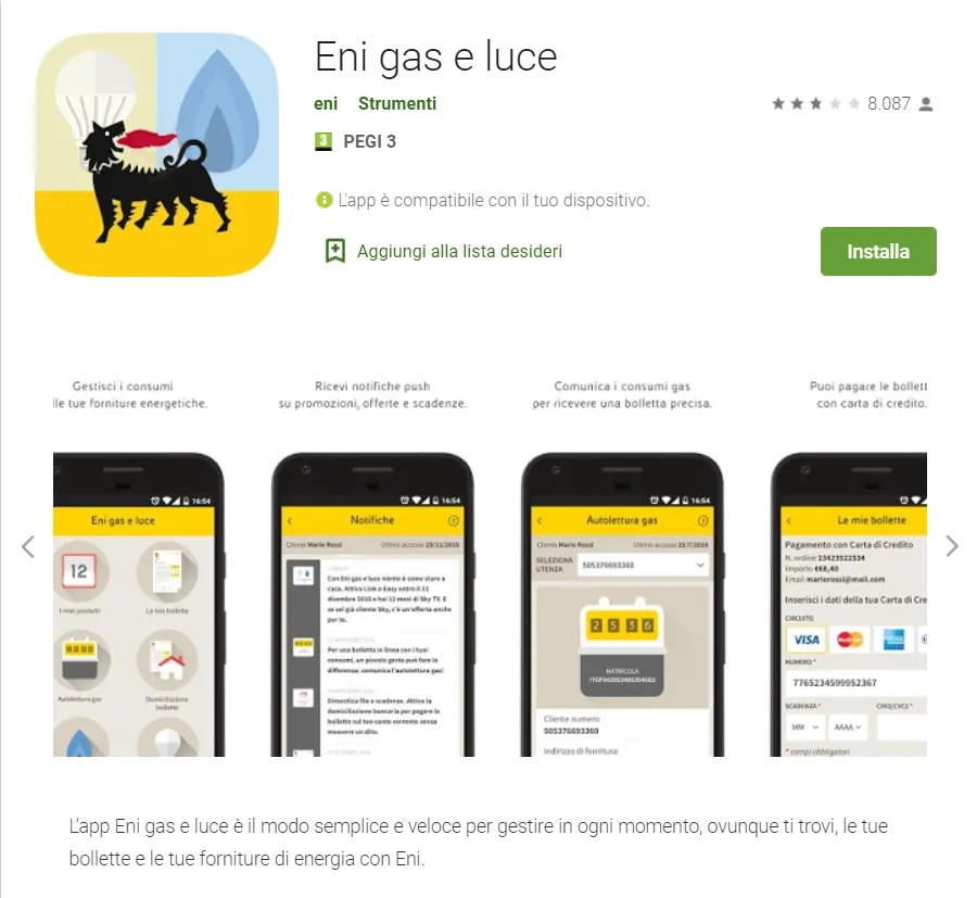 scarica l'app Eni