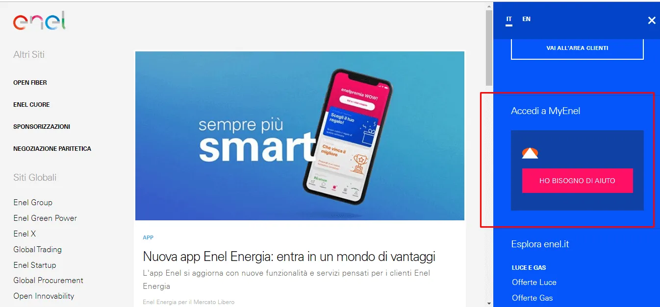 myenel non funziona