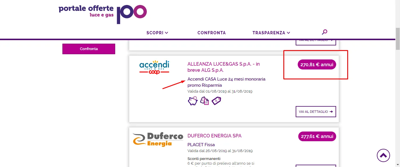 non si possono attivare offerte dal portale