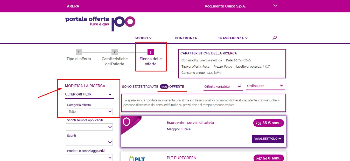 scegli il filtro da applicare