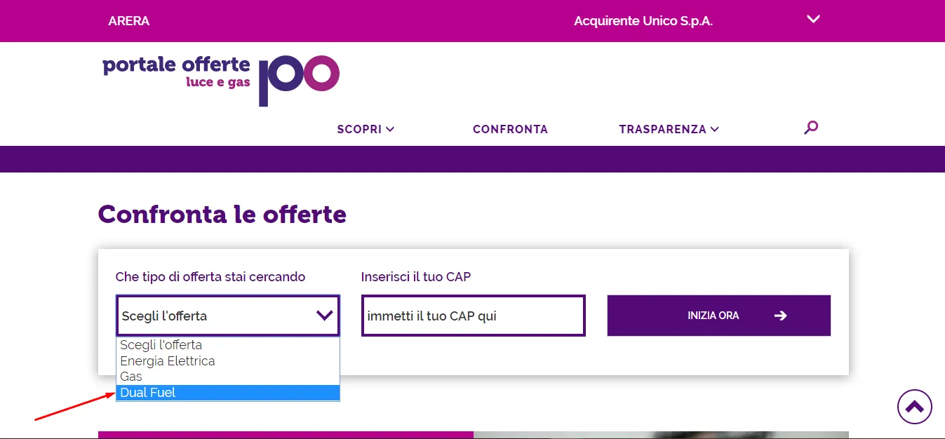 imposta il valore dual fuel