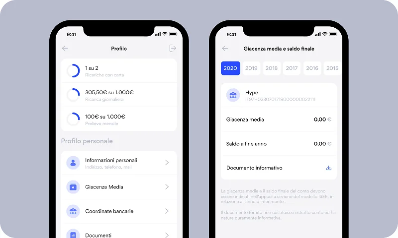 Come consultare la giacenza media di Hype - Credits: Support.hype.it