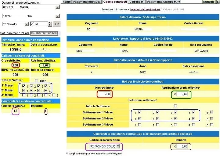 Esempio di MAV per pagamento contributi INPS - Credits: Webcolf.com