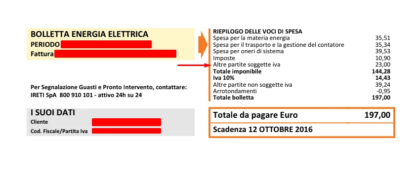 Altre Partite: Esempio Bolletta Iren