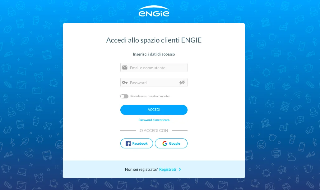 Pagina di Engie area clienti login online (casa.engie.it 29-12-21)