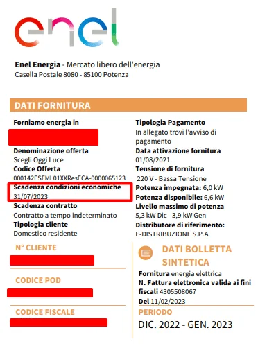 scadenza offerta