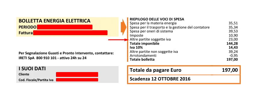 Altre Partite: Esempio Bolletta Iren