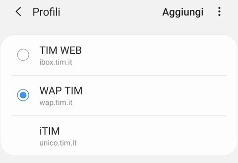 configurazione APN android