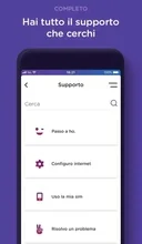 Area supporto clienti dell'App Ho Mobile