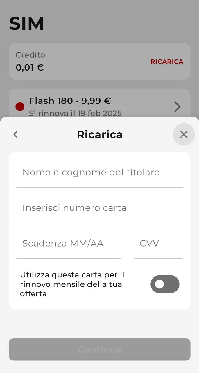 Ricarica Iliad tramite app