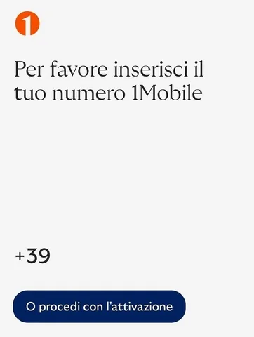 Schermata di accesso App 1Mobile