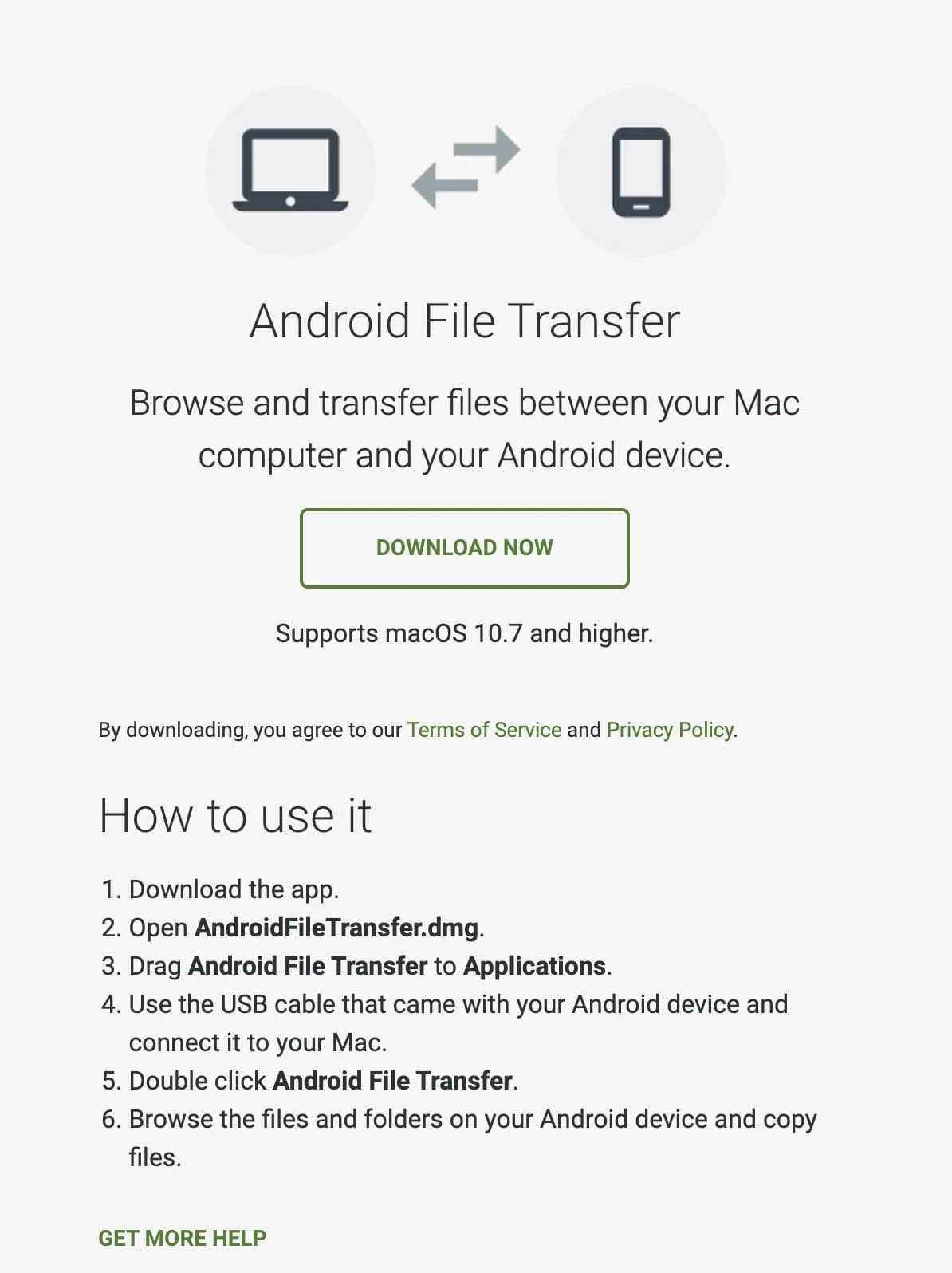Applicazione Android File Transfer