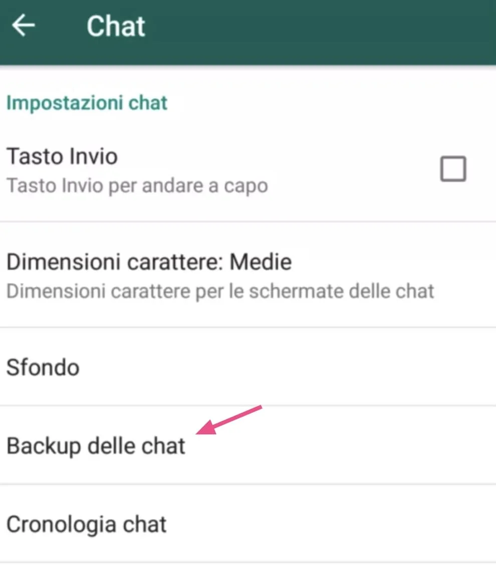 Backup delle chat WhatsApp su Android