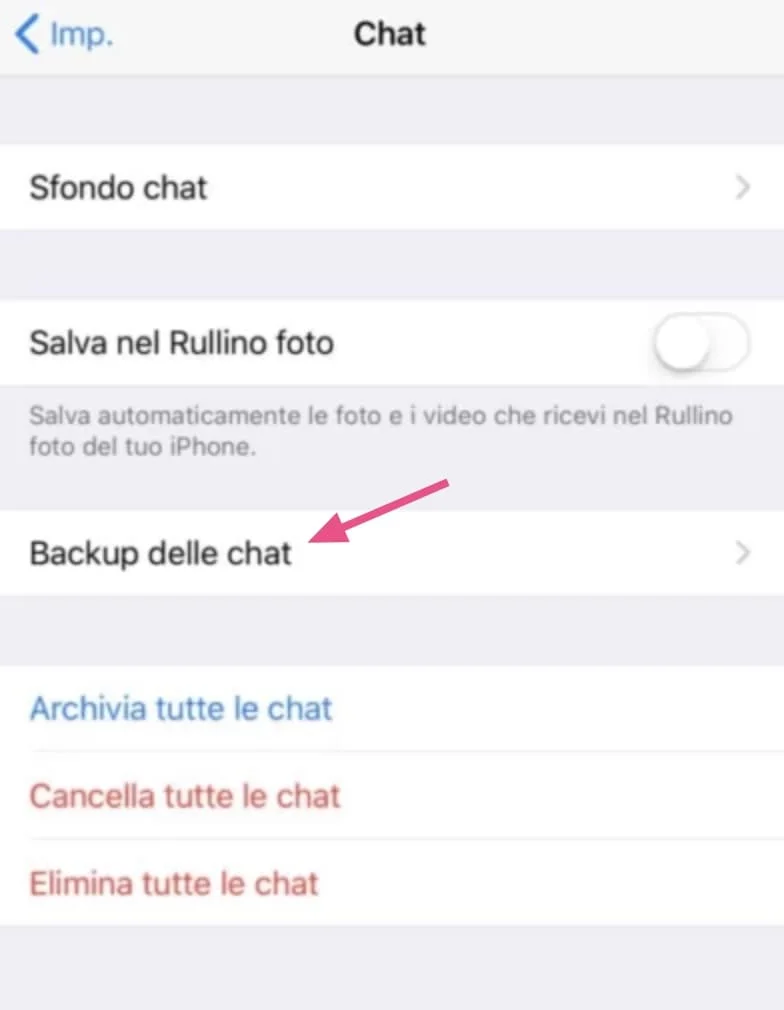 Backup WhatsApp su iOS