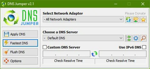 schermata principale DNS jumper