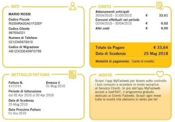Fattura Fastweb Pagina 1