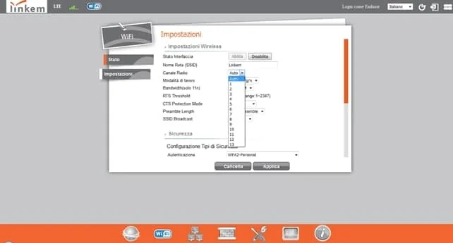 Cambio canale Wi-Fi modem Linkem