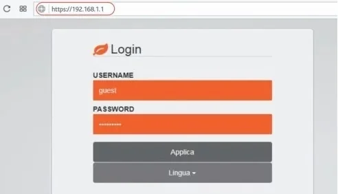 Schermata di accesso modem Linkem