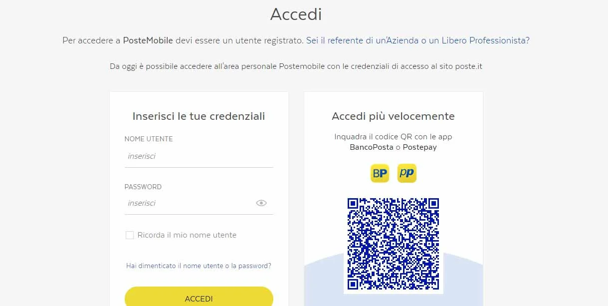 Area clienti Postemobile