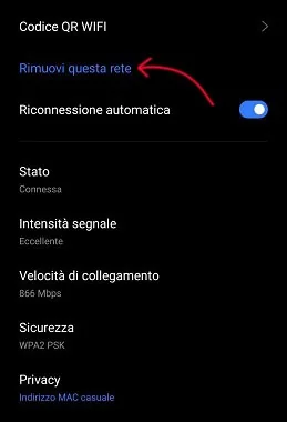 Rimuovi Rete