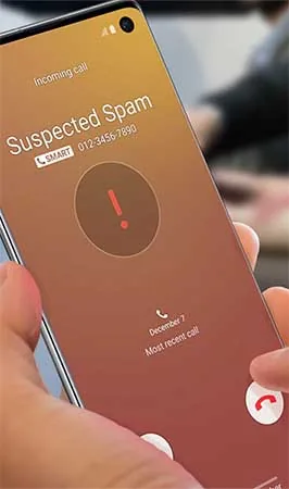 Schermata di avviso numero spam Samsung
