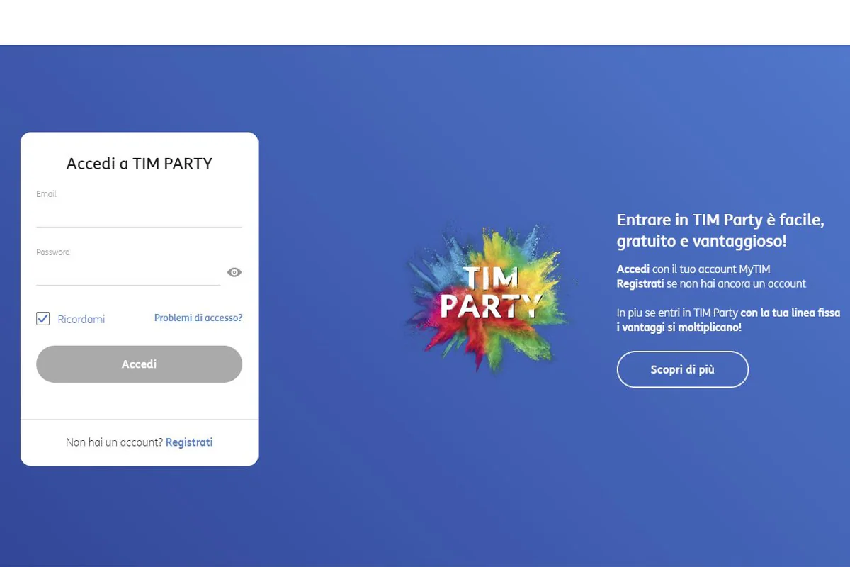 schermata tim party