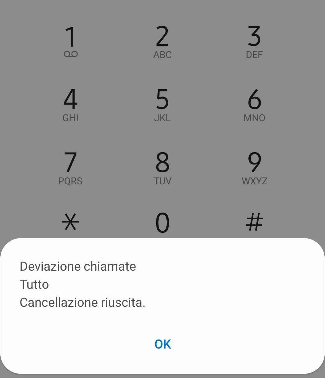 Messaggio di conferma segreteria TIM disattivata
