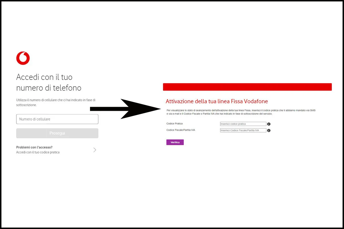 verifica stato attivazione rete fissa Vodafone