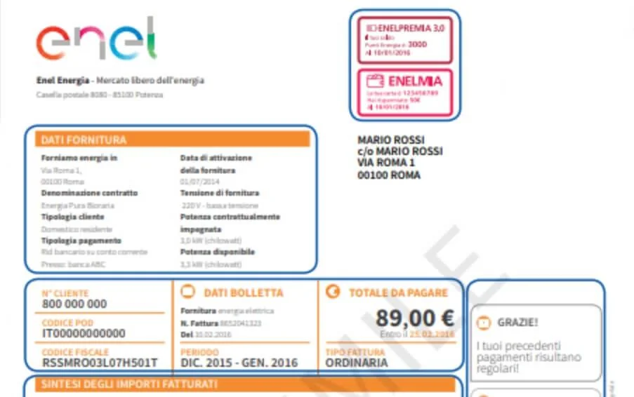 bolletta codice POD