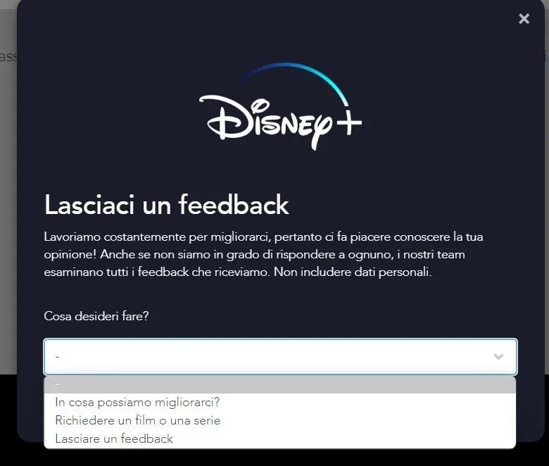Assistenza Disney Plus Italia, come lasciare un feedback