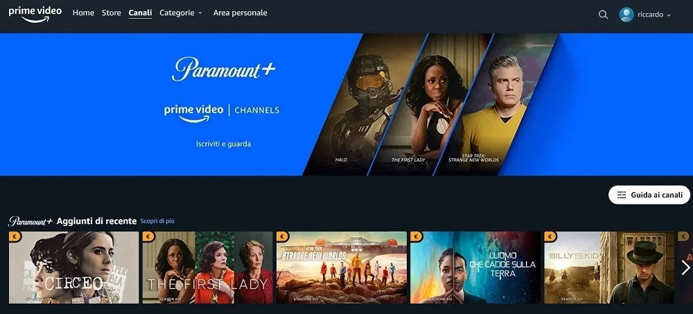 Paramount Plus su Prime Video Channels - Credits: Prime Video