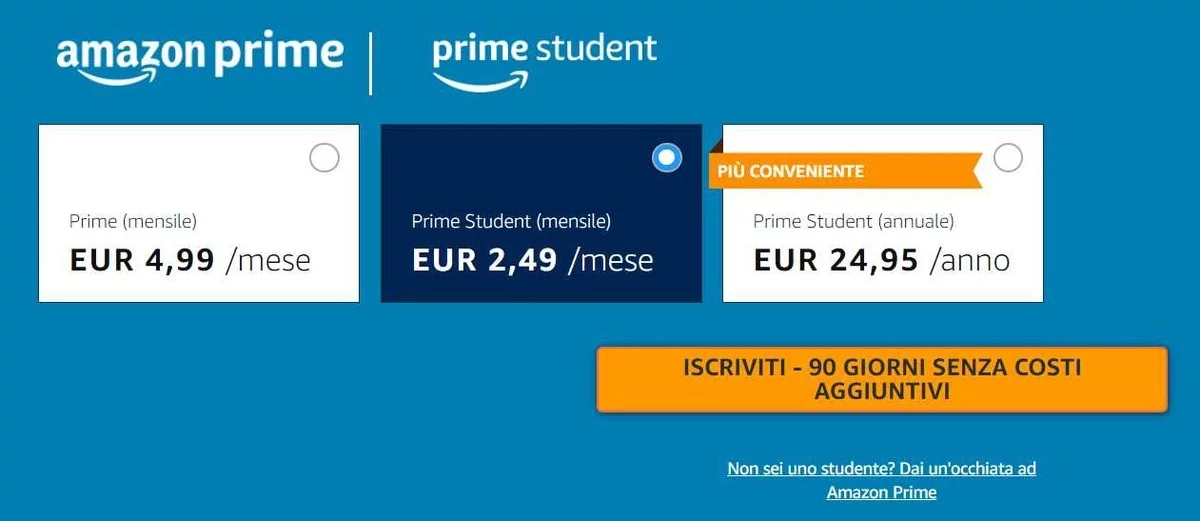 I costi dell'abbonamento Prime Student