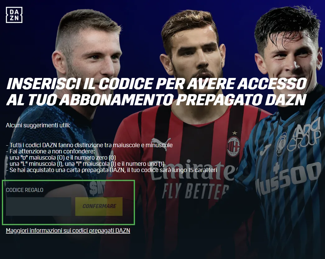 Codice DAZN Abbonamento