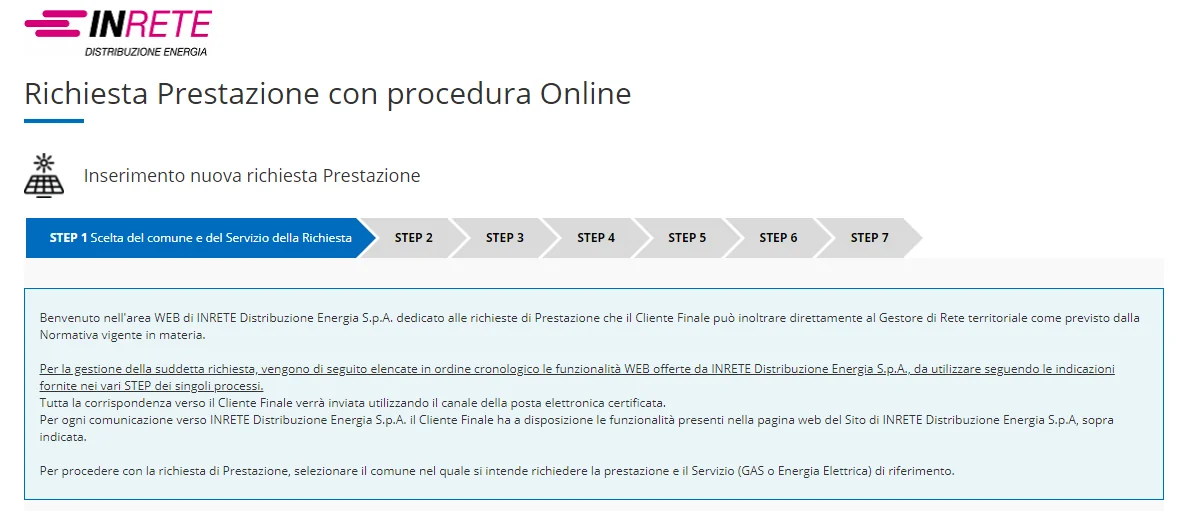 Allaccio Gas Inrete: richiesta online
